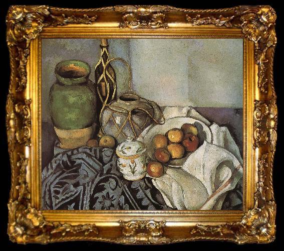 framed  Paul Cezanne bottle of still life of fruit, ta009-2
